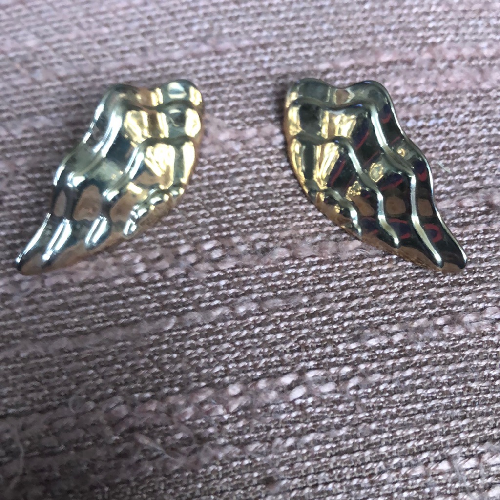 Vintage Clip On Goldtone Fan Earrings